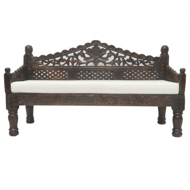 Mughal Garden Hand Carved Balinese Daybed Chocolate S