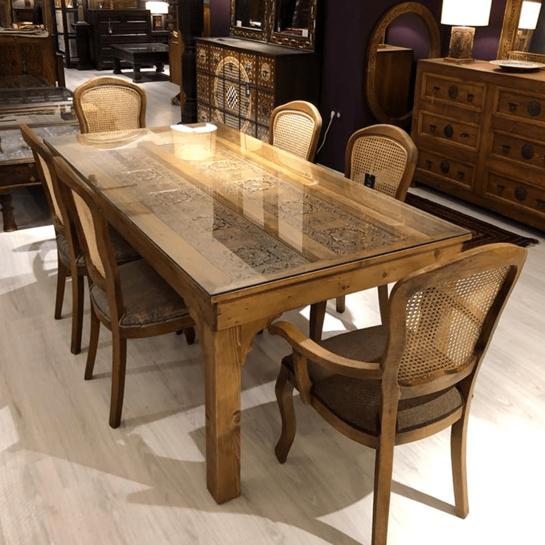 Antique Indian Hand Carved  Solid Wood Dining Table 16