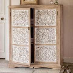 The Attic Jodhpur Carving Medium Wardrobe Natural