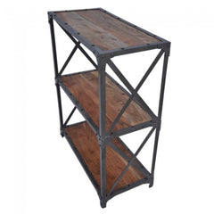 Angle Industrial French Style Small Bookshelf Book Stand Natural 90x40x90cm