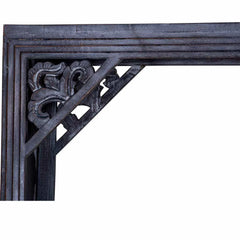 Kalah Solid Mango Wood Indian Hand Carved Bookshelf Black White Finish C8