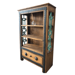 Metal Factory Industrial Indian Solid Wood & Metal Bookshelf B14