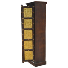 Brasswork Single Door Tall Cabinet with 1 door Embossed Brass