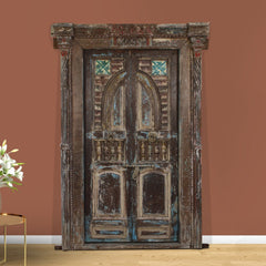 Indian Vintage Antique Hand Carved Solid Wood Door 69