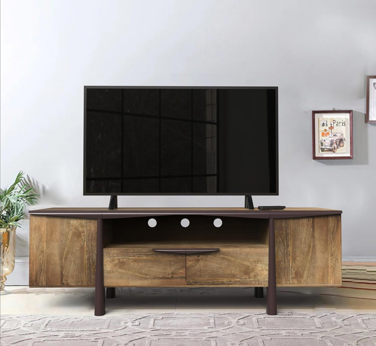 CORSICA Mango Wood Console Movable TV UnitDual-Tone