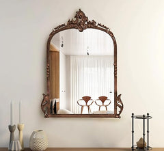 Corsica Victorian Arched Hand-Casted Full-Length Mirror Premium Wall-Mount & Leaning Metal Frame Vintage Copper