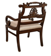 Heritage Heirlooms Sheesham Solid Wood Arm Chair in Walnut Colour