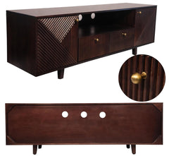 Corsica Sloan Mango Wood TV  Console Movable TV Unit Dark Walnut