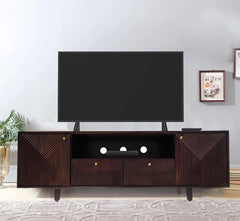 Corsica Sloan Mango Wood TV  Console Movable TV Unit Dark Walnut