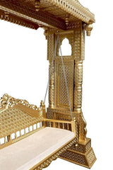 Indian Furniture Solid Wooden Carving Hanging Swings Jhula for Living Room