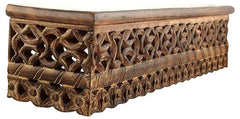 Hand Carved Wood Wall Decor Floating Shelf for Living Room Walnut Color