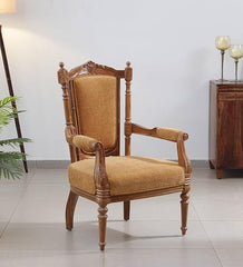 Heritage Heirlooms Sheesham Solid Wood Arm Chair in Honey Oak Finish