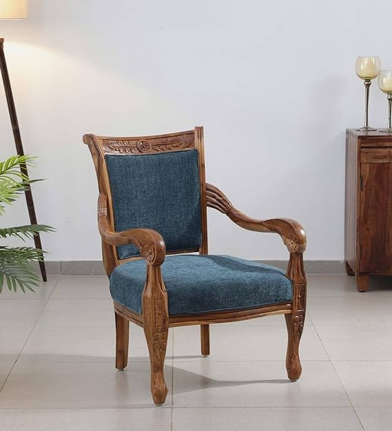 Heritage Heirlooms Sheesham Solid Wood Arm Chair in Honey Oak Finish