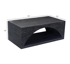 Corsica Solid Wood Coffee Table Arched Centre Table with Storage Compartment Aged Black