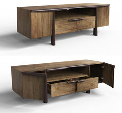 CORSICA Mango Wood Console Movable TV UnitDual-Tone