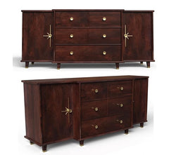 Corsica Luxe 3D Full-Size Solid Mango Wood Premium Storage Cabinet & Chest Sideboard