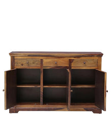 Solid Sheesham Wood Diamond Design Sideboard 3 Door 3 Drawer