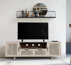 Corsica  Mango Wood  Console Movable TV Unit Washed Ivory