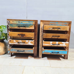 Nirvana Reclaimed Boatwood 4 Drawer Bedside Table 91