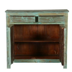 Antique Old Door Solid Wood Sideboard Rustic Green