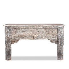 Antique Indian Hand Carved Solid Wood Console Table 09