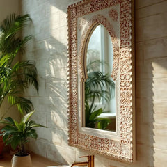 Vintage Arch Hand Carved Wooden Wall Mirror 82