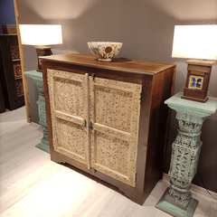 Indian Hand Carved Solid Hard Wood Cabinet D14
