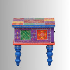 Pandora Hand Painted Multicolored Wooden Side Table