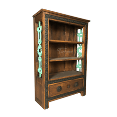 Metal Factory Industrial Indian Solid Wood & Metal Bookshelf B14