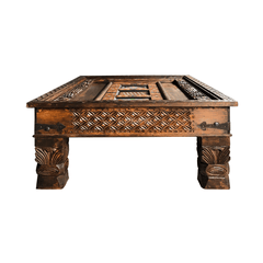 Mughal Hand Painted and Hand Carved Solid Wood Coffee Table C34