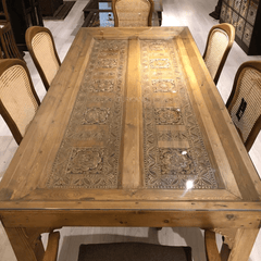 Antique Indian Hand Carved  Solid Wood Dining Table 16