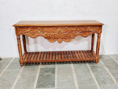 Antique Hand Carved Solid Wood Console Hall Table