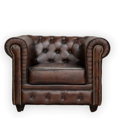 Chesterfield Leather Armchair Sofa Leather Lounge Couch 1 Seater CHSE14