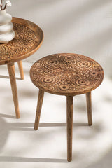 Indian Hand Carved Mango Wood Side Table 27