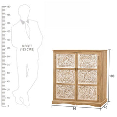 The Attic Jodhpur Carving Medium Wardrobe Natural