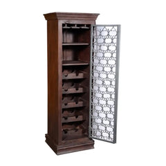 Indian Hand Carved Solid Wood Metal Door Bar Cabinet B1