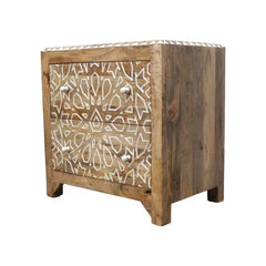 Indian Hand Carved  2-Drawer Solid Wood Bedside Table 10