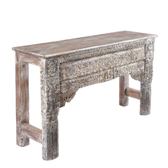 Antique Indian Hand Carved Solid Wood Console Table 09