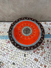 Indian Hand Painted Solid Wood Drum Coffee Table C153