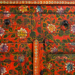 Pandora Indian Floral Hand Painted Solid Wood Sideboard