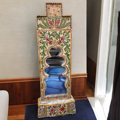 Indian Rajasthani Hand Carved Painted Solid Wood Mirror Frame 119