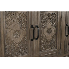 Indian Handmade Solid Wood 3 Door Carved Sideboard
