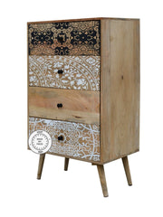 Avalon Contemporary Indian Solid Wood Printed Chest Of Drawers