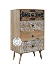 Avalon Contemporary Indian Solid Wood Printed Chest Of Drawers