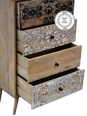 Avalon Contemporary Indian Solid Wood Printed Chest Of Drawers