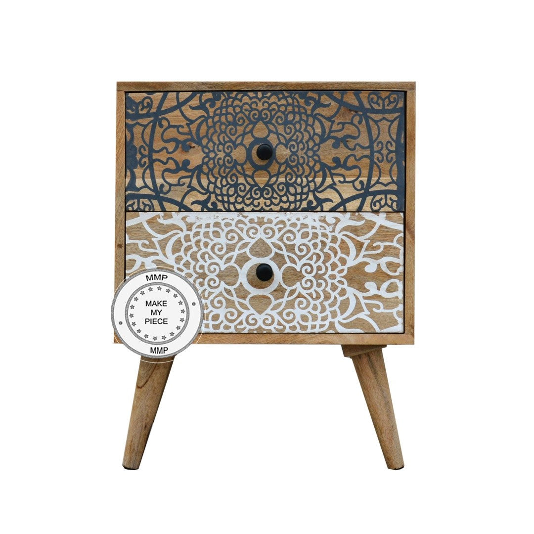 Avalon Indian Solid Wood Printed Chest Of Drawers Natural