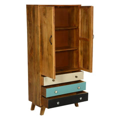 Avalon Indian Solid Wood Cabinet With Shelves and Drawer