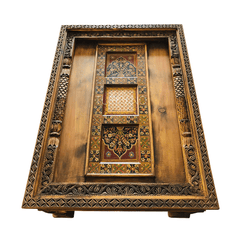 Mughal Hand Painted and Hand Carved Solid Wood Coffee Table C35