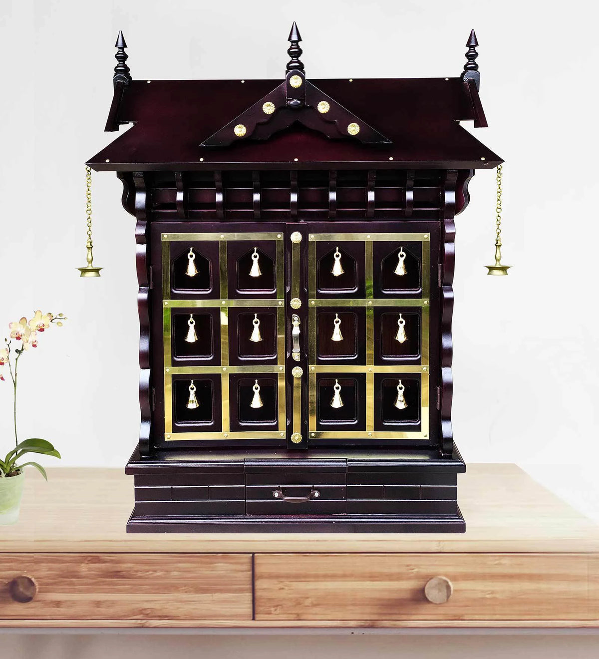 Sheesham Wood Handmade Mandir Home Temple In Brown