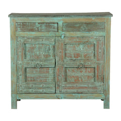 Antique Old Door Solid Wood Sideboard Rustic Green